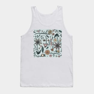 In the Garden Floral Pattern Blue Tank Top